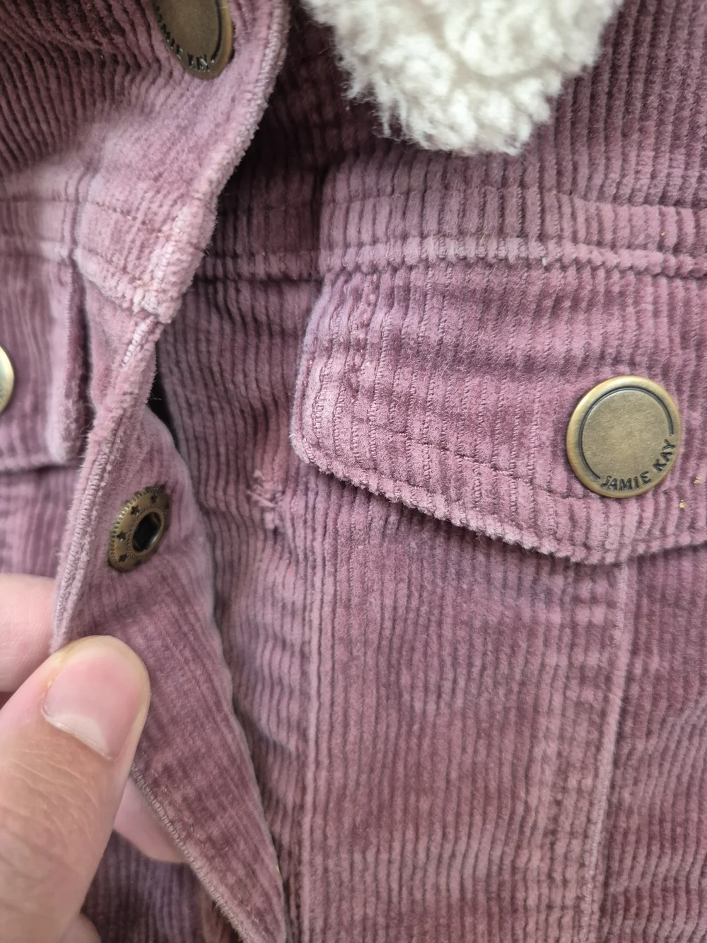 Jamie Kay Corduroy Sherpa Jacket in Dusty Rose 3Y
